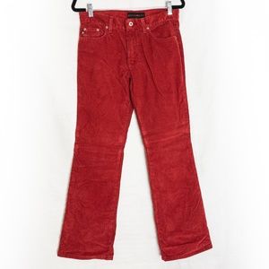 Red Low Rise Flare Corduroy 5 pocket Jeans